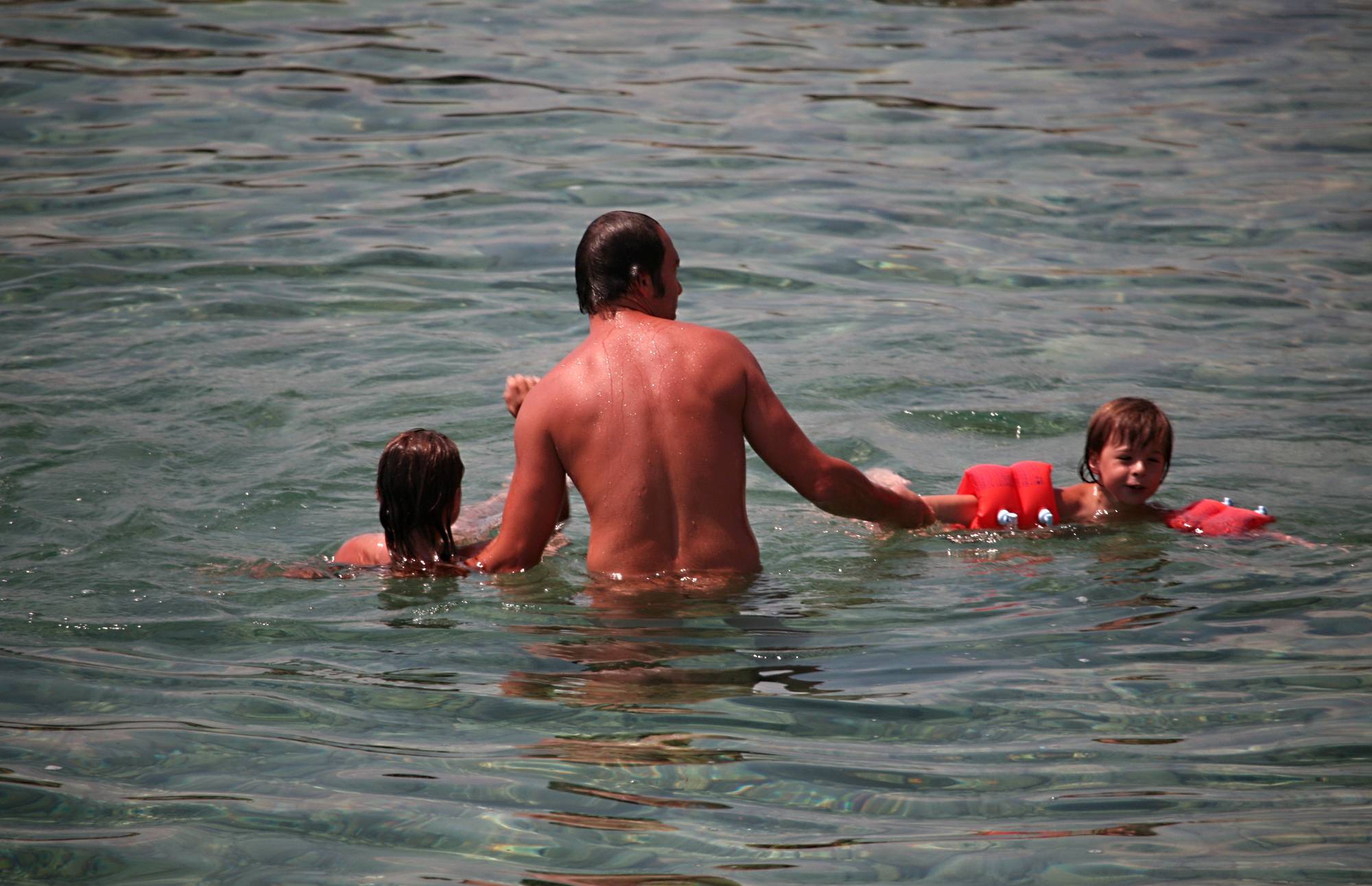 Purenudism Images-Father and Two Kid Water - 4