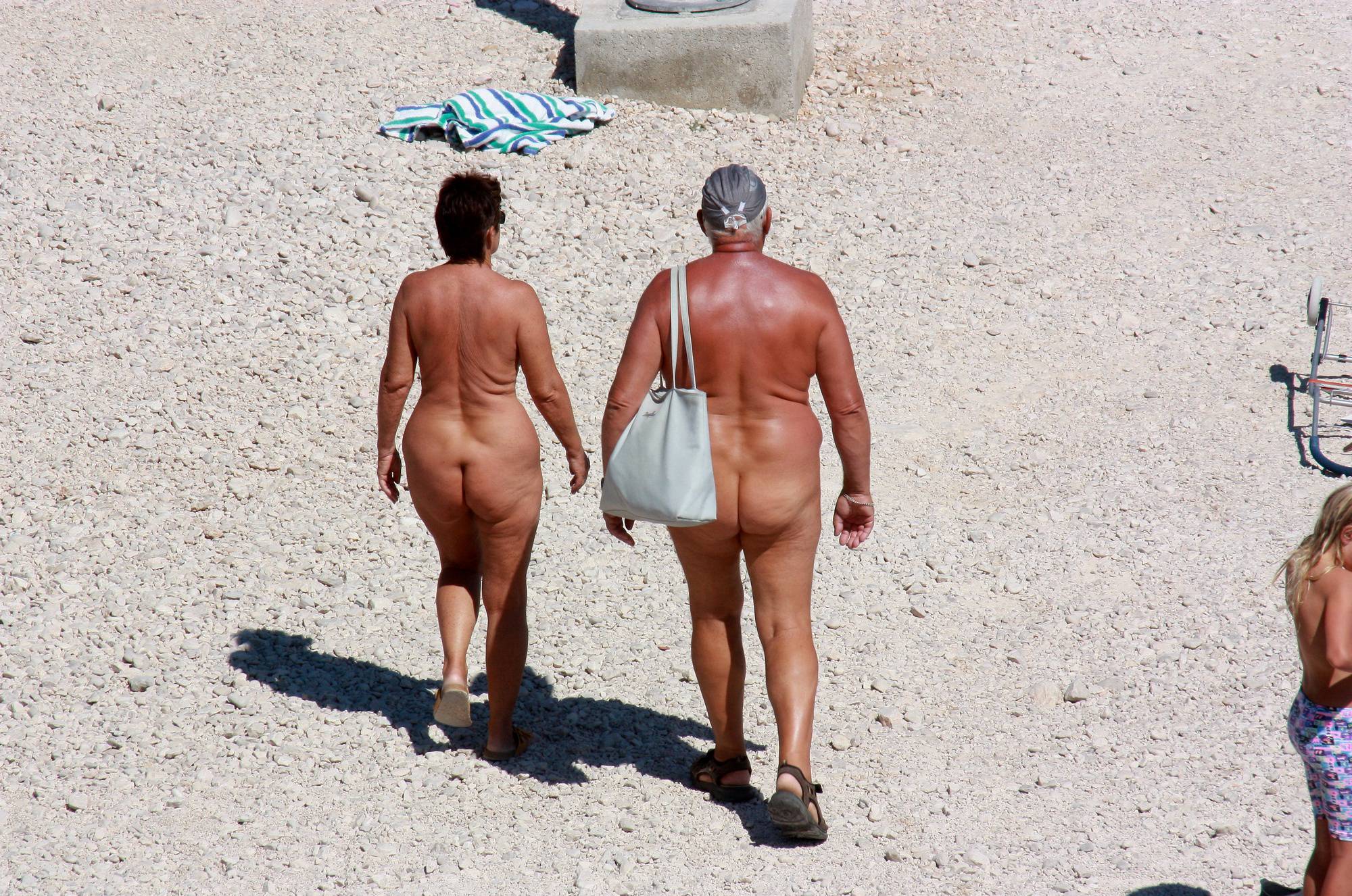 Pure Nudism Images-Boy and His Dad Beach Walk - 2