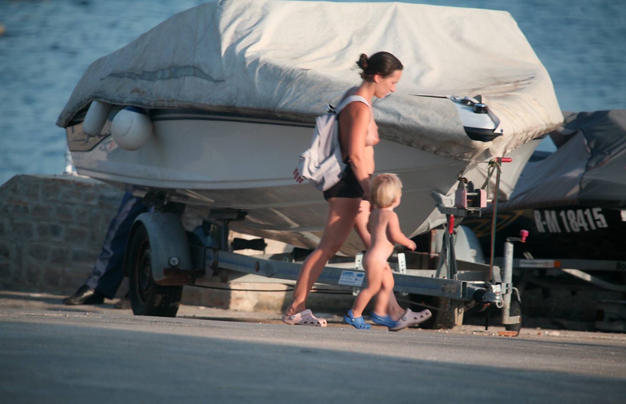 Pure Nudism Gallery-Walk by the Boats and Car - 2